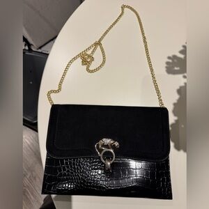 Black and Gold Clutch and Shoulder Bag